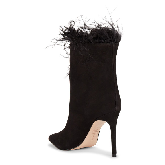 Schutz Black Suede Ankle Bootie SIZE 7.5 Boot Feather Stiletto Heel $228 NEW - Picture 4 of 12